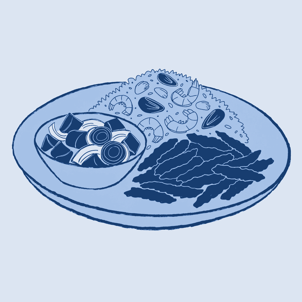 Ilustración de bandeja marina