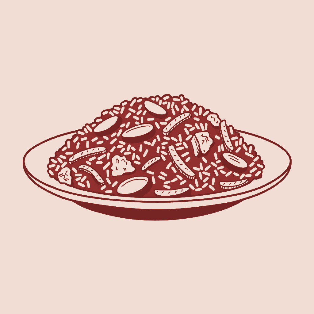 Ilustración de arroz chaufa amazónico