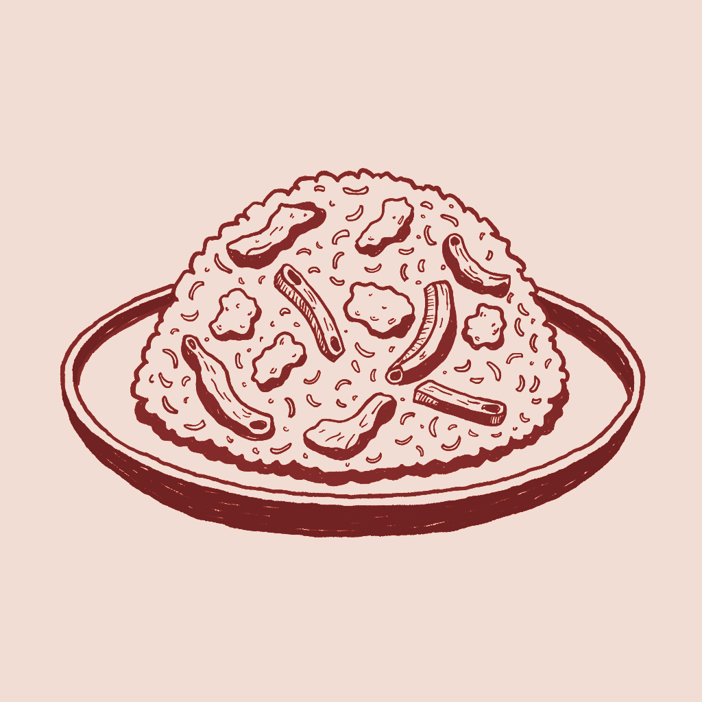 Ilustración de arroz chaufa de pollo